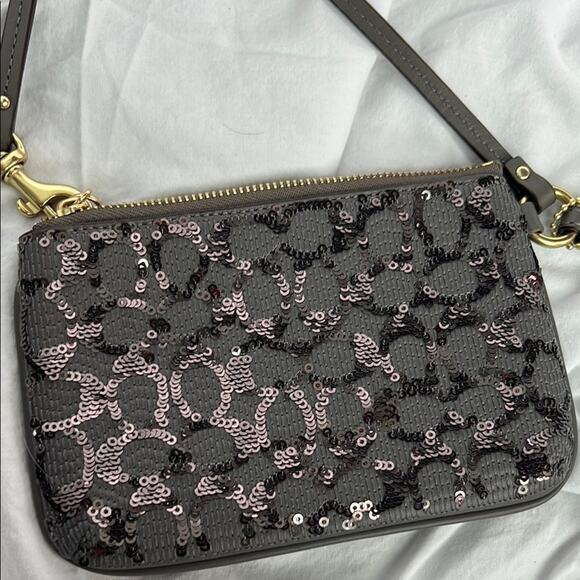 Coach Grey Sequin Wristlet - Picture 3 of 6
